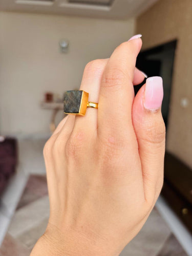 Greenish Raw Stone Ring